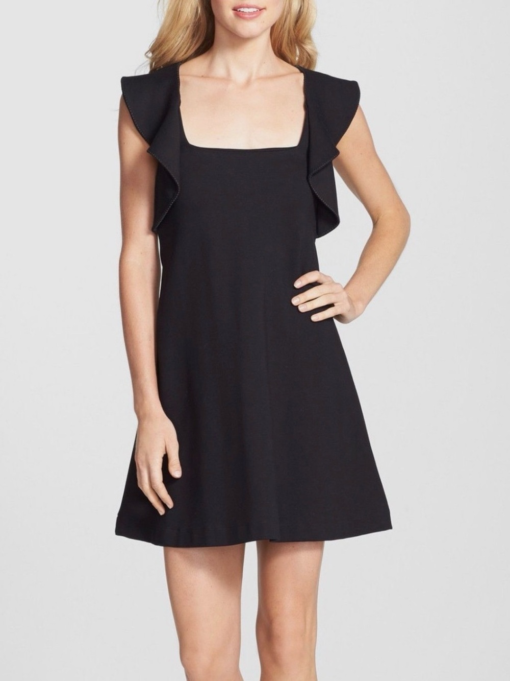 French Connection “Marie” Flutter Sleeve Midi Dress | Black | Size 10